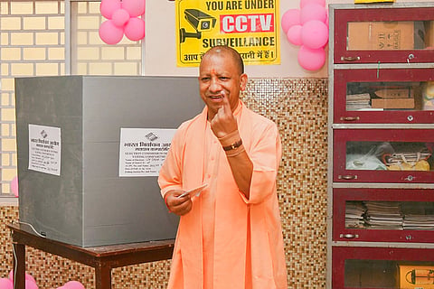 Yogi Adityanath
casts his vote in Gorakhpur